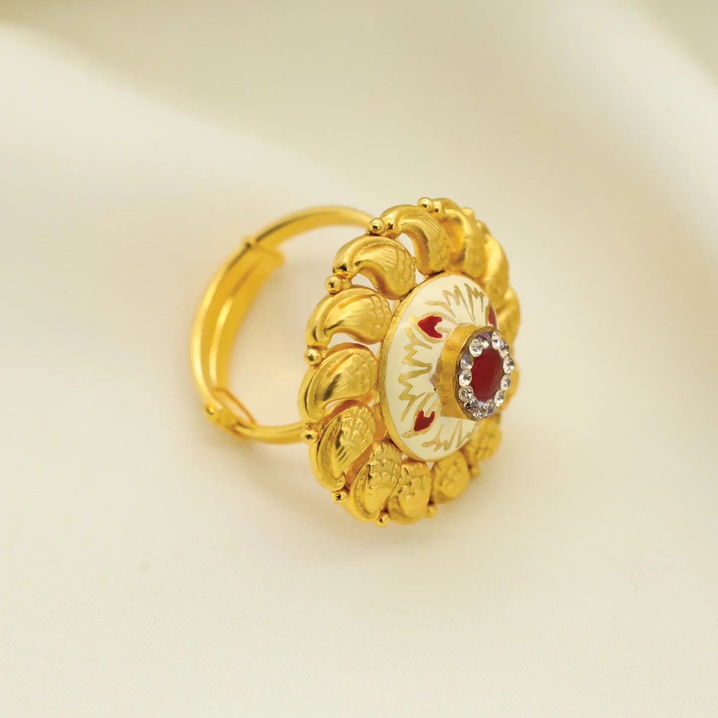 24kt Gold Plated Cocktail Adjustable Ladies Ring - Handa Bangles