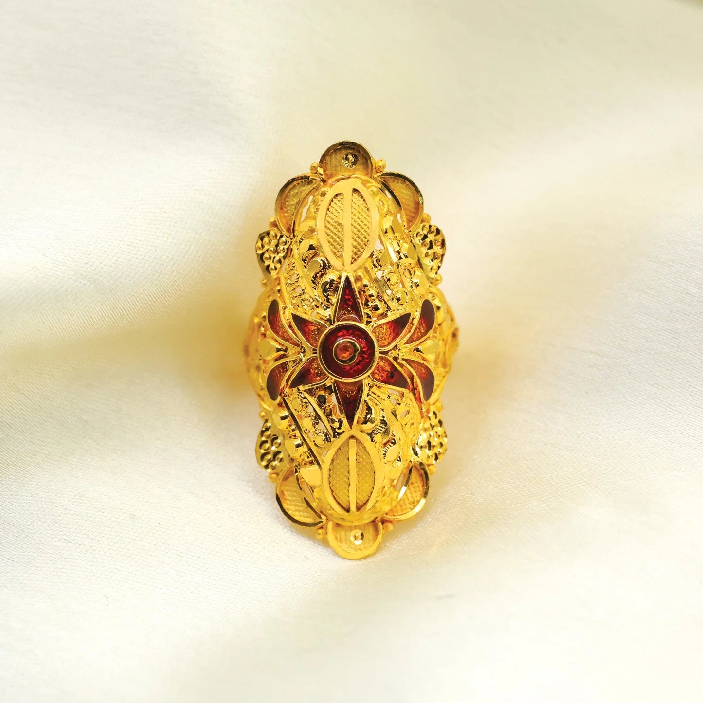 24kt Gold Plated Unique Design Ladies Ring - Handa Bangles