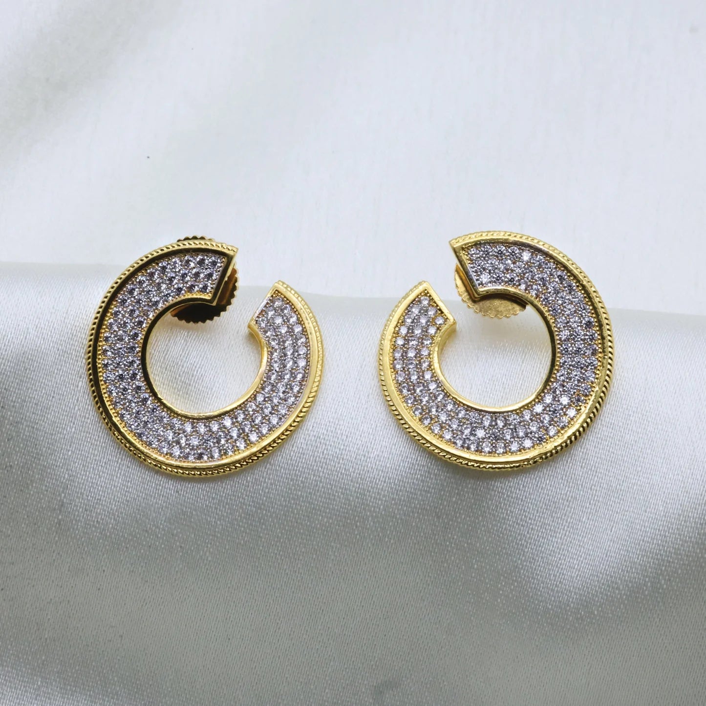 24Kt Gold Plated Circular Drop Earring - Handa Bangles