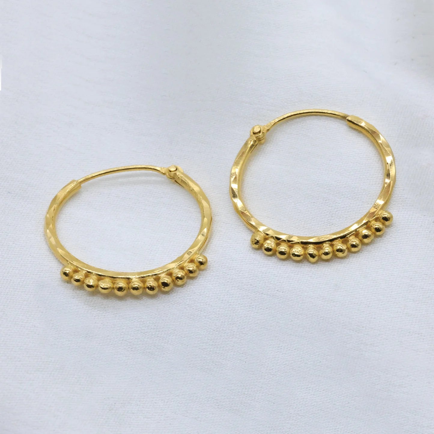 24Kt Gold Plated Circular Hoop Bali - Handa Bangles