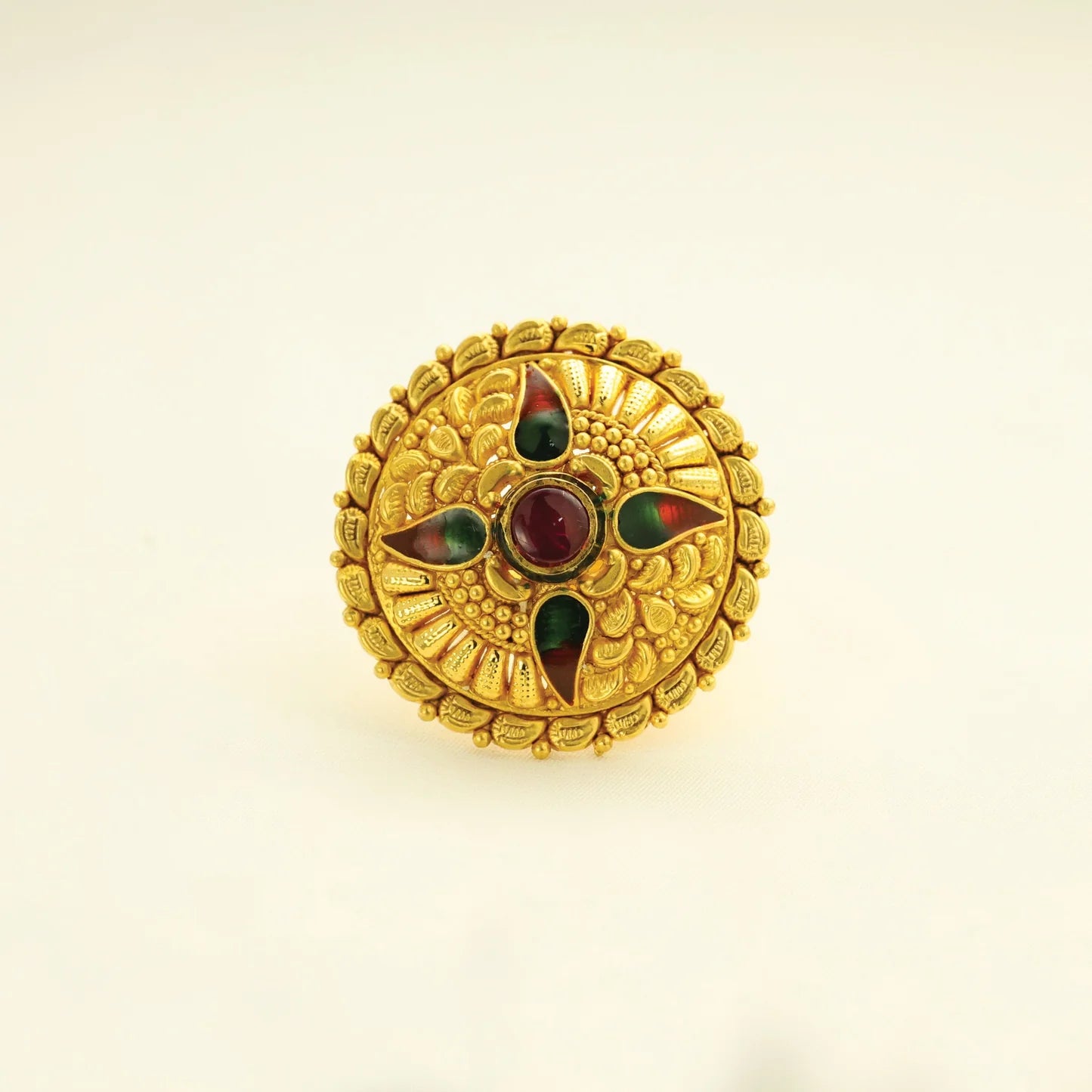 24kt Gold Plated Antique Look Beautiful Design Adjustable Ladies Ring - Handa Bangles