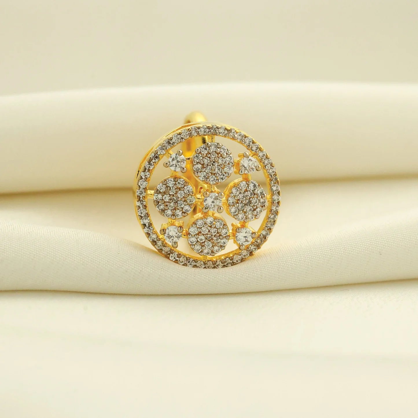 24kt Gold Plated Latest Design Partywear Adjustable Ladies Ring - Handa Bangles