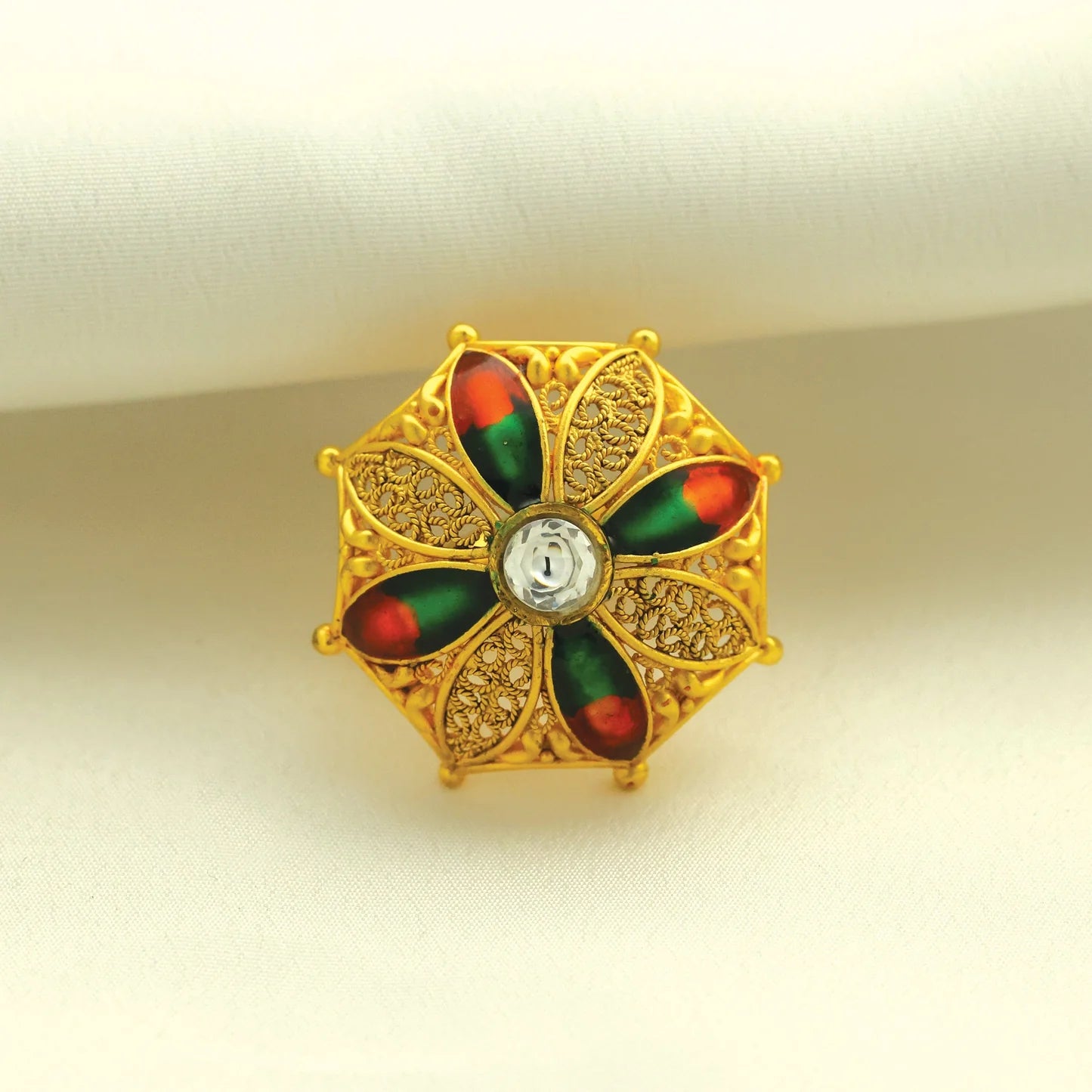 24kt Gold Plated Traditional Look Adjustable Ladies Ring - Handa Bangles