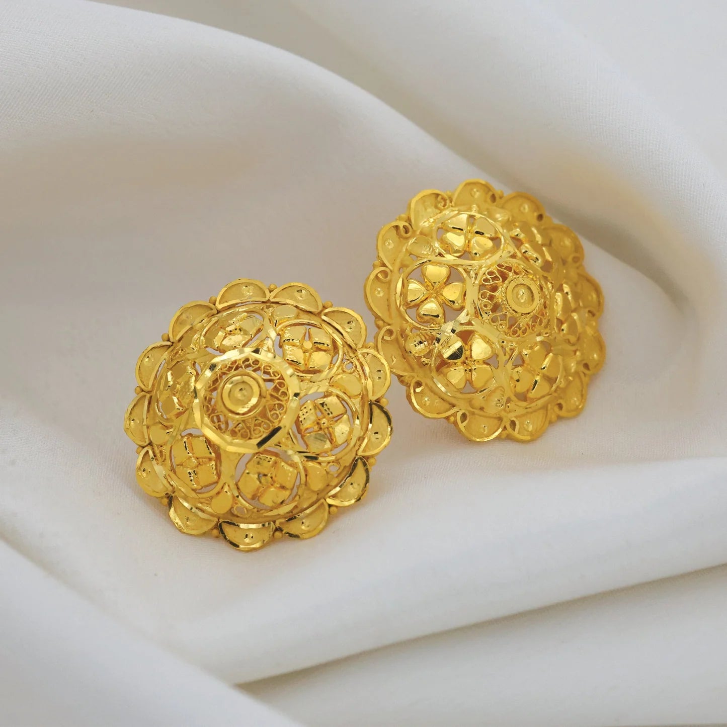 24kt Gold Plated Latest Design Round Earrings - Handa Bangles
