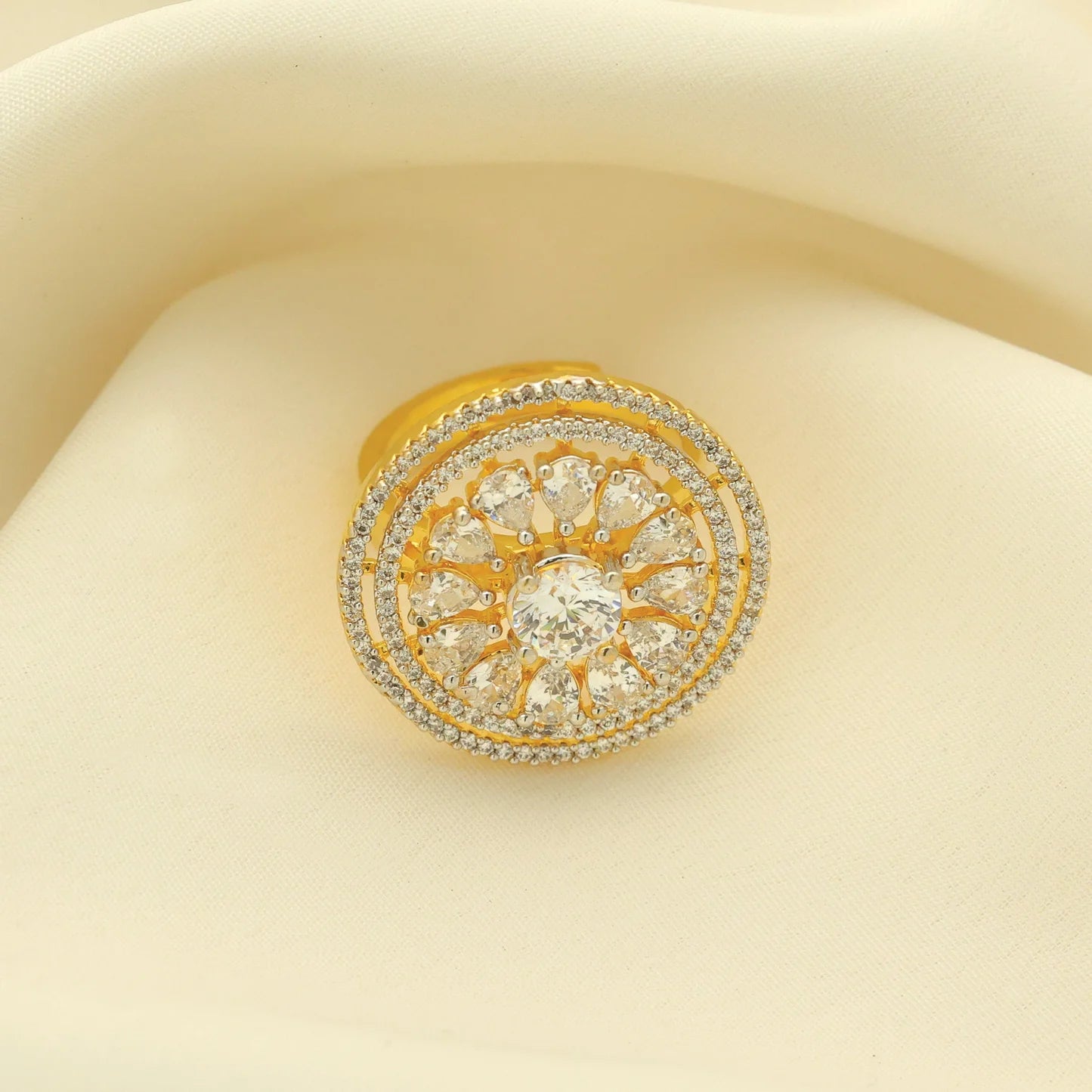 24kt Gold Plated Beautiful Design Adjustable Ladies Ring - Handa Bangles