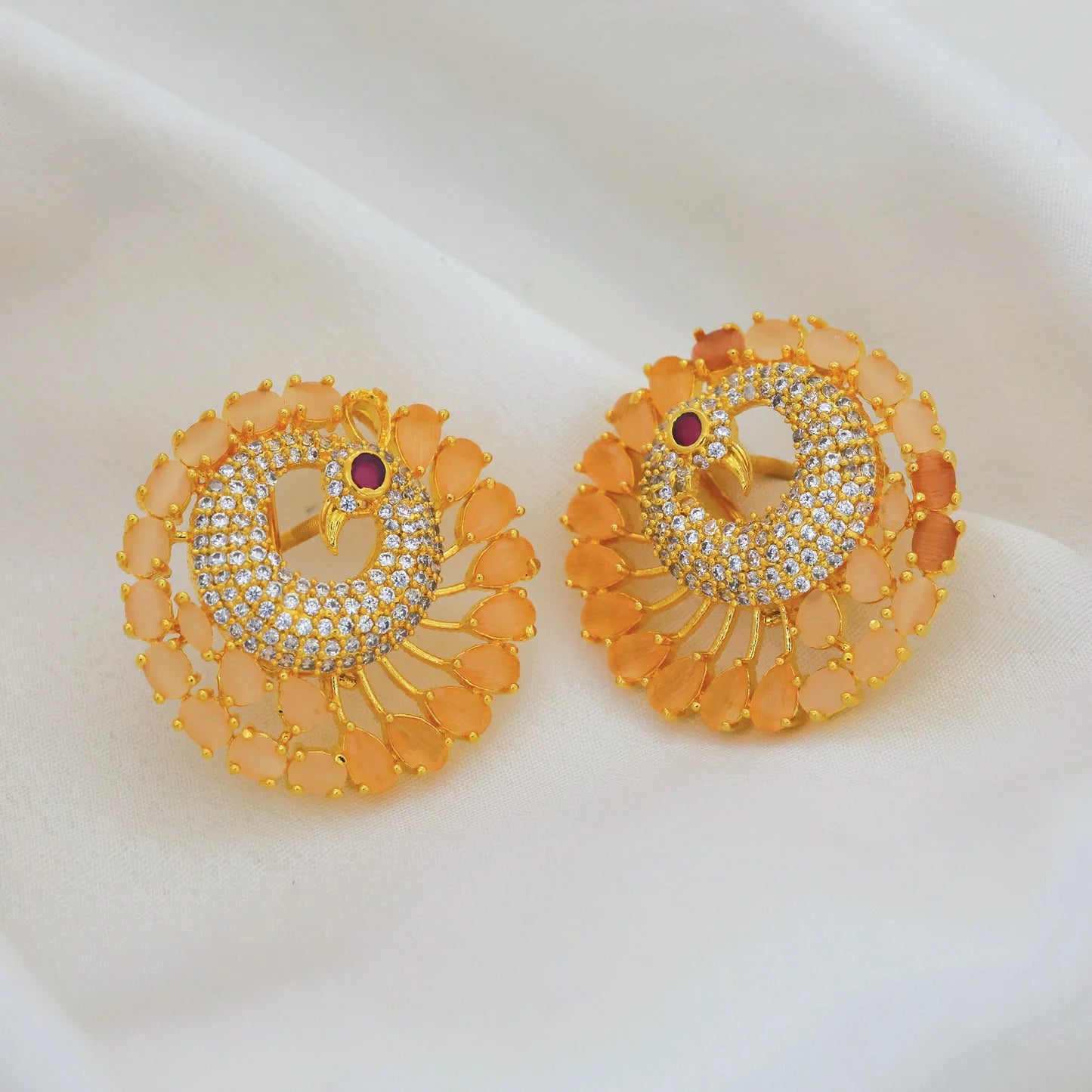 24kt Gold Plated Latest Peacock Design Earings - Handa Bangles