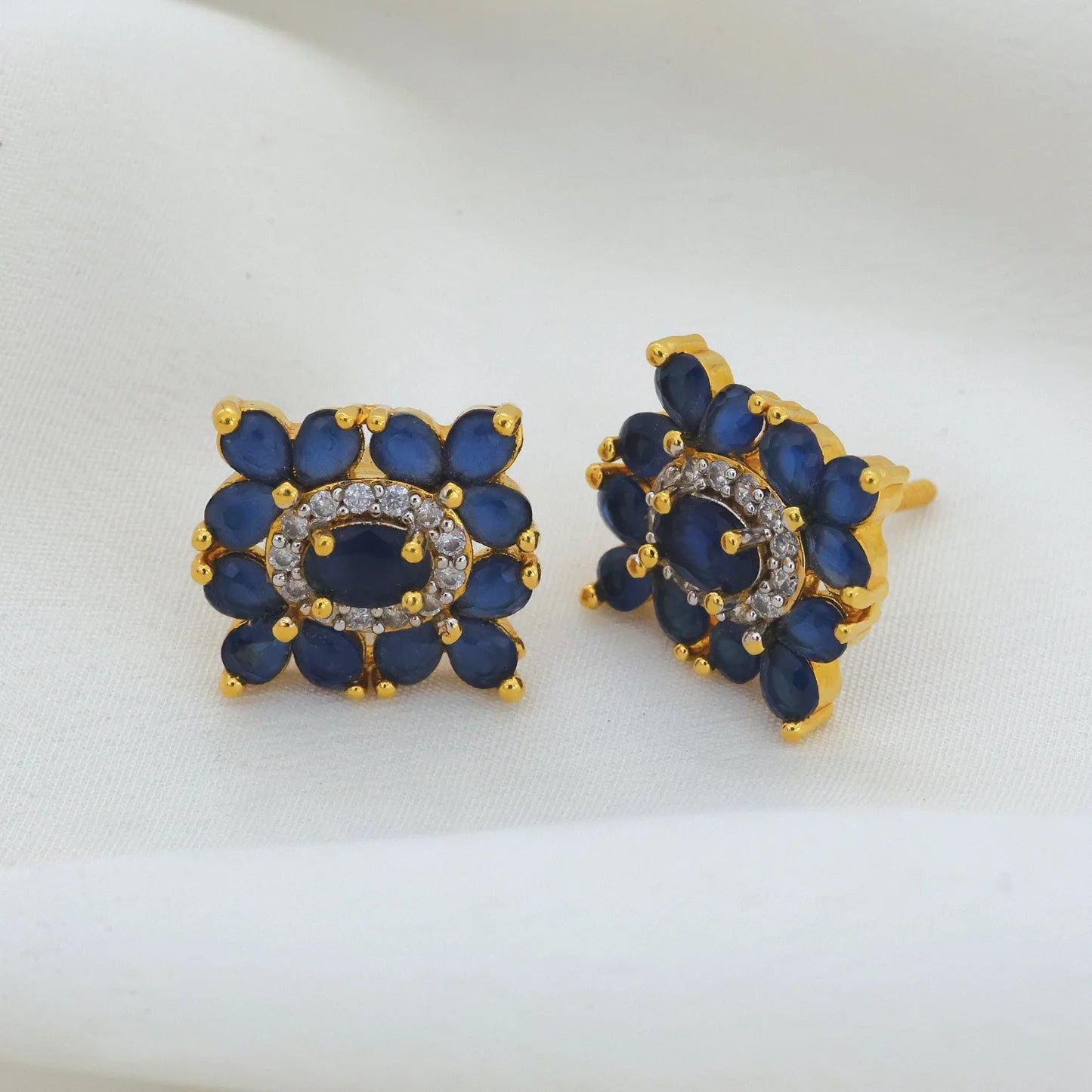 24kt Gold Plated Diamond Look Stud Earings - Handa Bangles