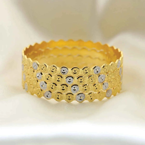 24kt Gold Plated Round Design With Rhodium Polish Indian Traditional Bangles Set of 4pcs