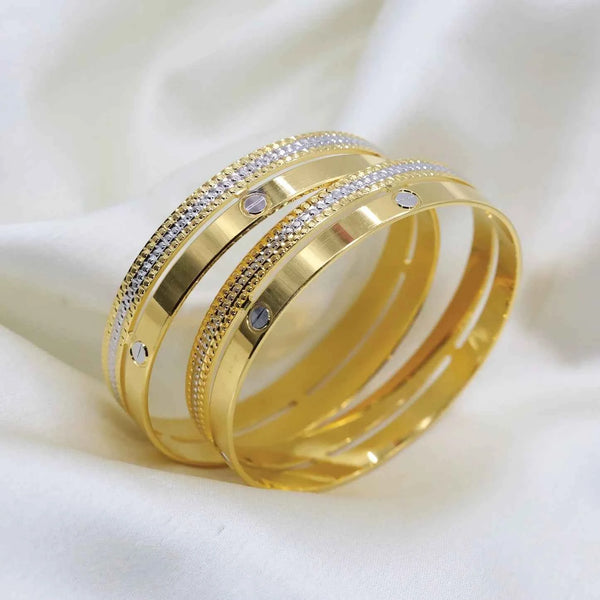 24kt Gold Plated Beautiful Latest Cartier Design With Rhodium Polish  Bangles Set of 2pcs