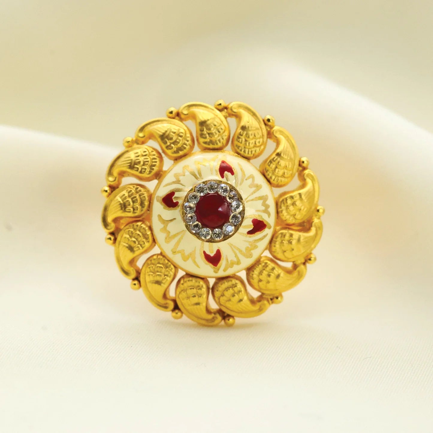 24kt Gold Plated Cocktail Adjustable Ladies Ring - Handa Bangles