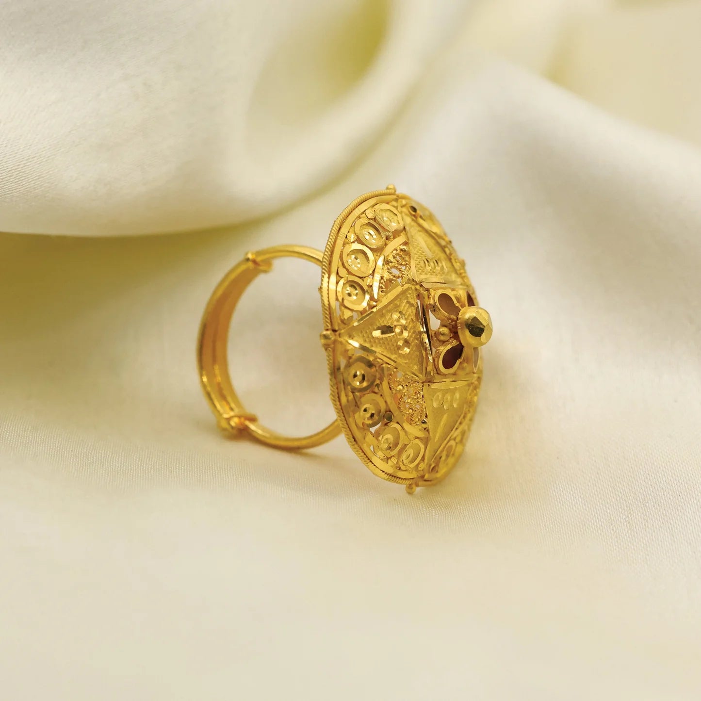 24kt Gold Plated Partywear Cocktail Adjustable Ladies Ring - Handa Bangles