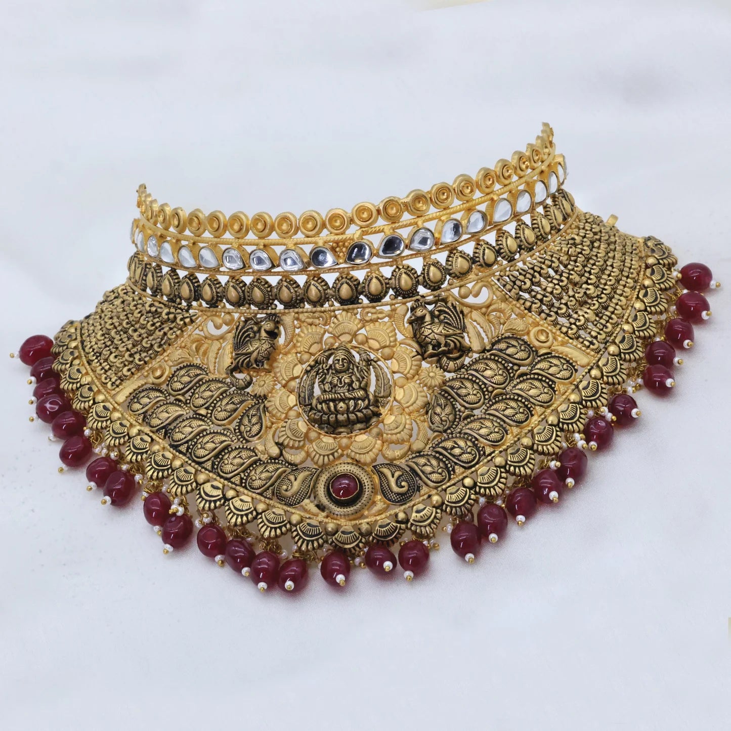 24Kt Gold Plated Temple Antique Choker - Handa Bangles