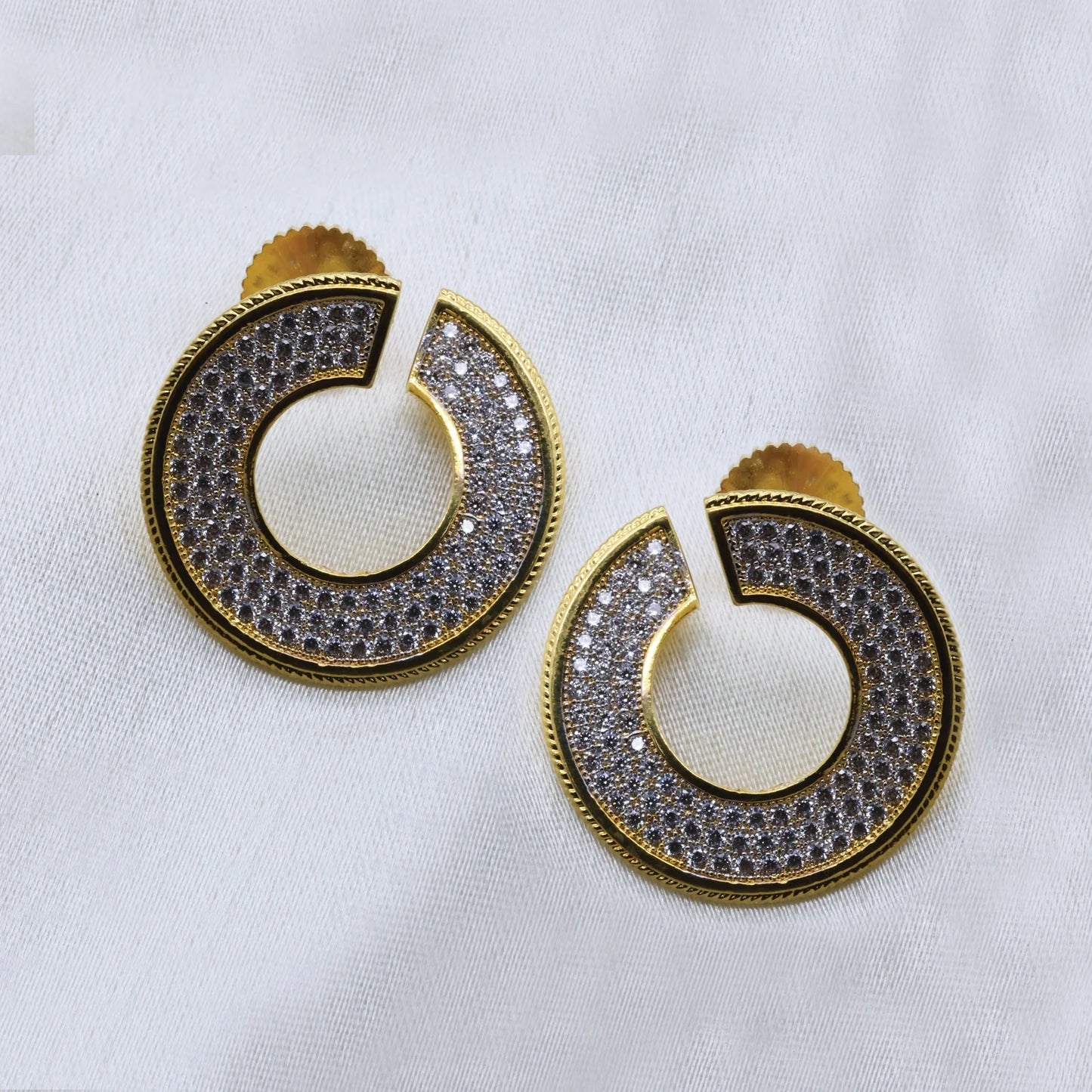 24Kt Gold Plated Circular Drop Earring - Handa Bangles