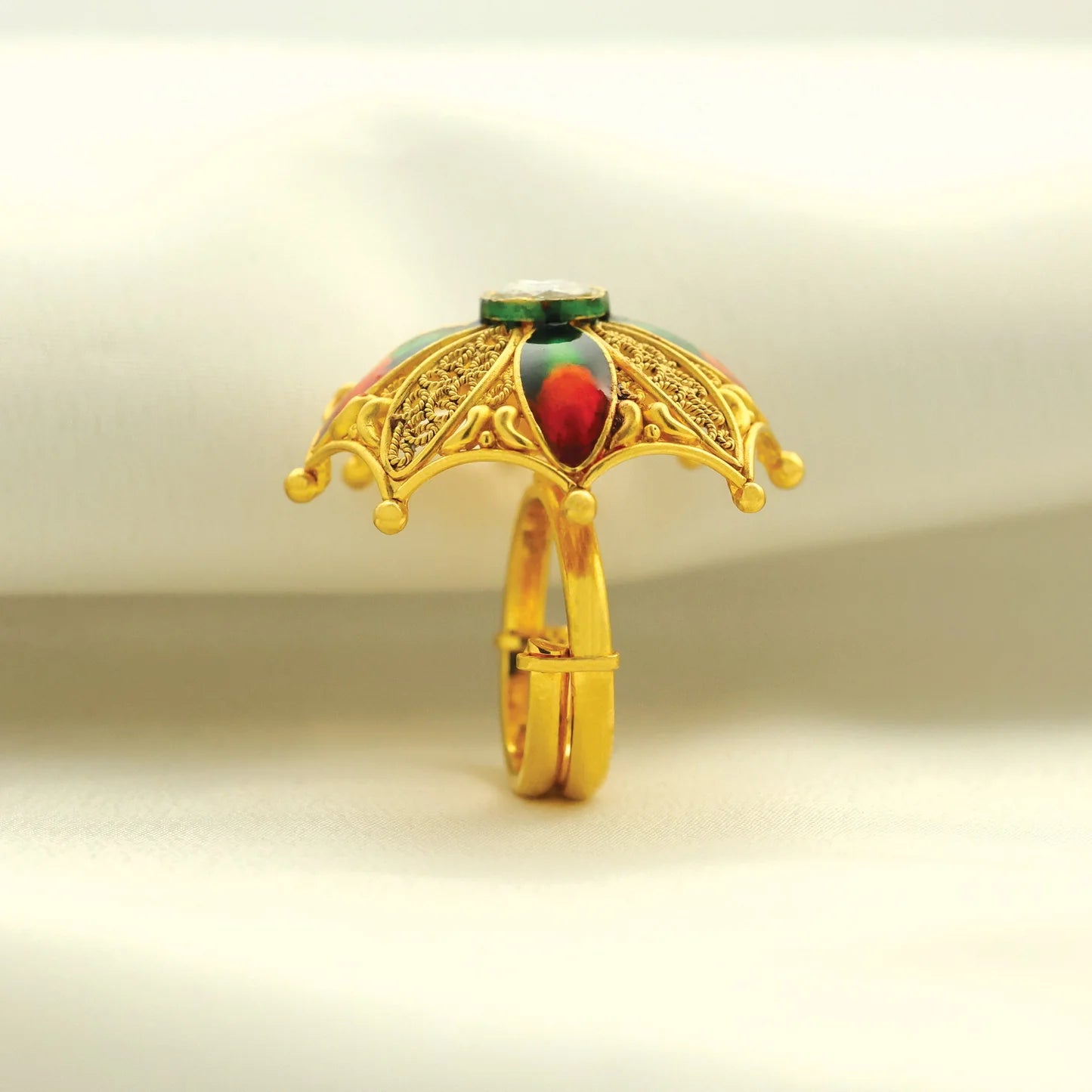 24kt Gold Plated Traditional Look Adjustable Ladies Ring - Handa Bangles