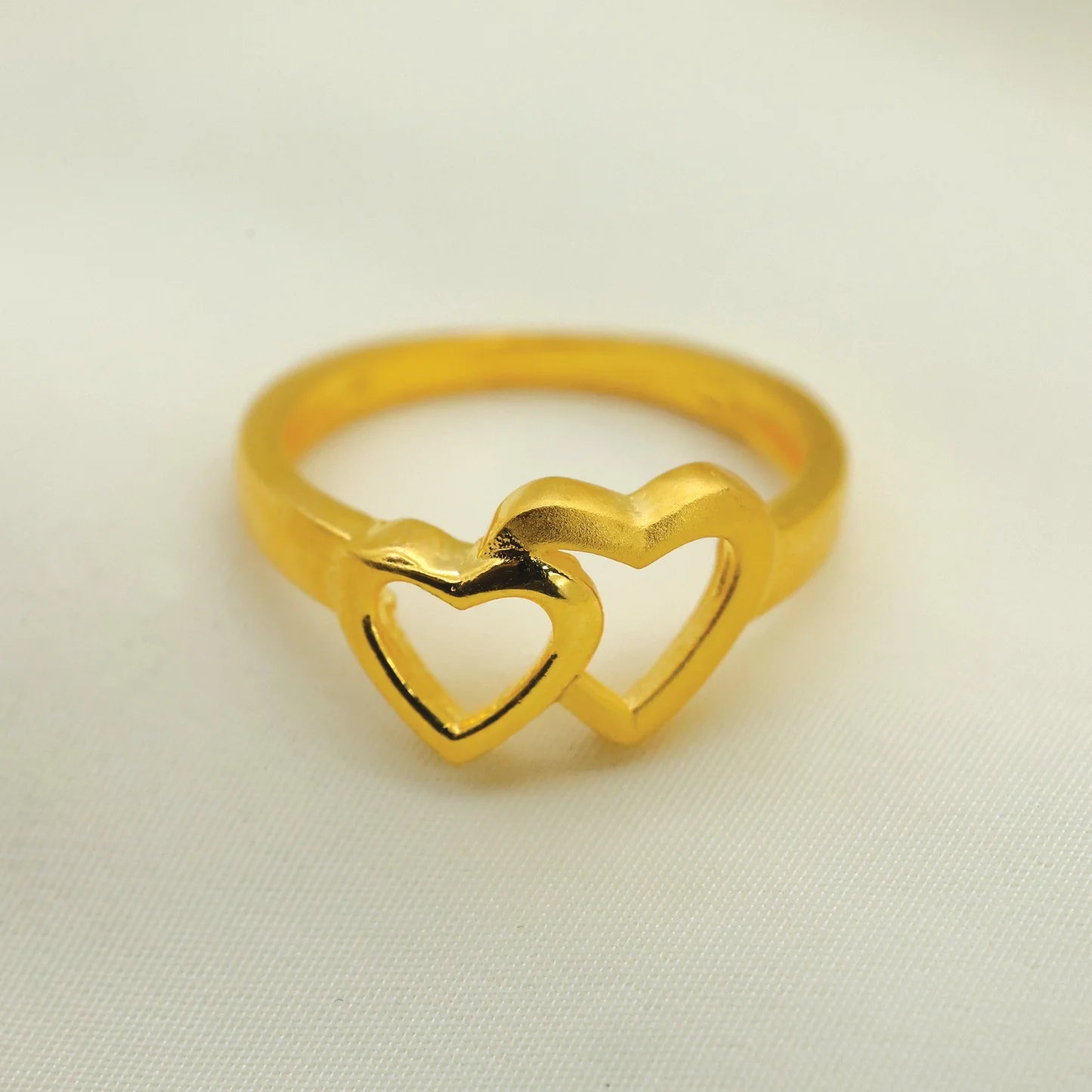24kt Gold Plated Double Heart Design Casting Ladies Ring - Handa Bangles