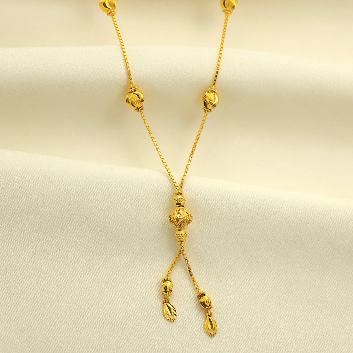 24Kt Gold Plated Matar Mala Look Dailywear/Partywear Ladies Chain - Handa Bangles