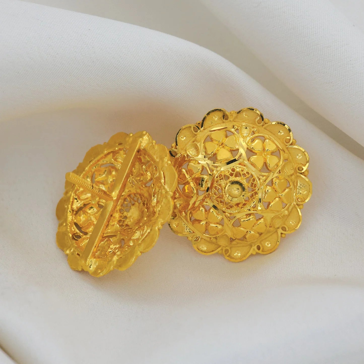 24kt Gold Plated Latest Design Round Earrings - Handa Bangles