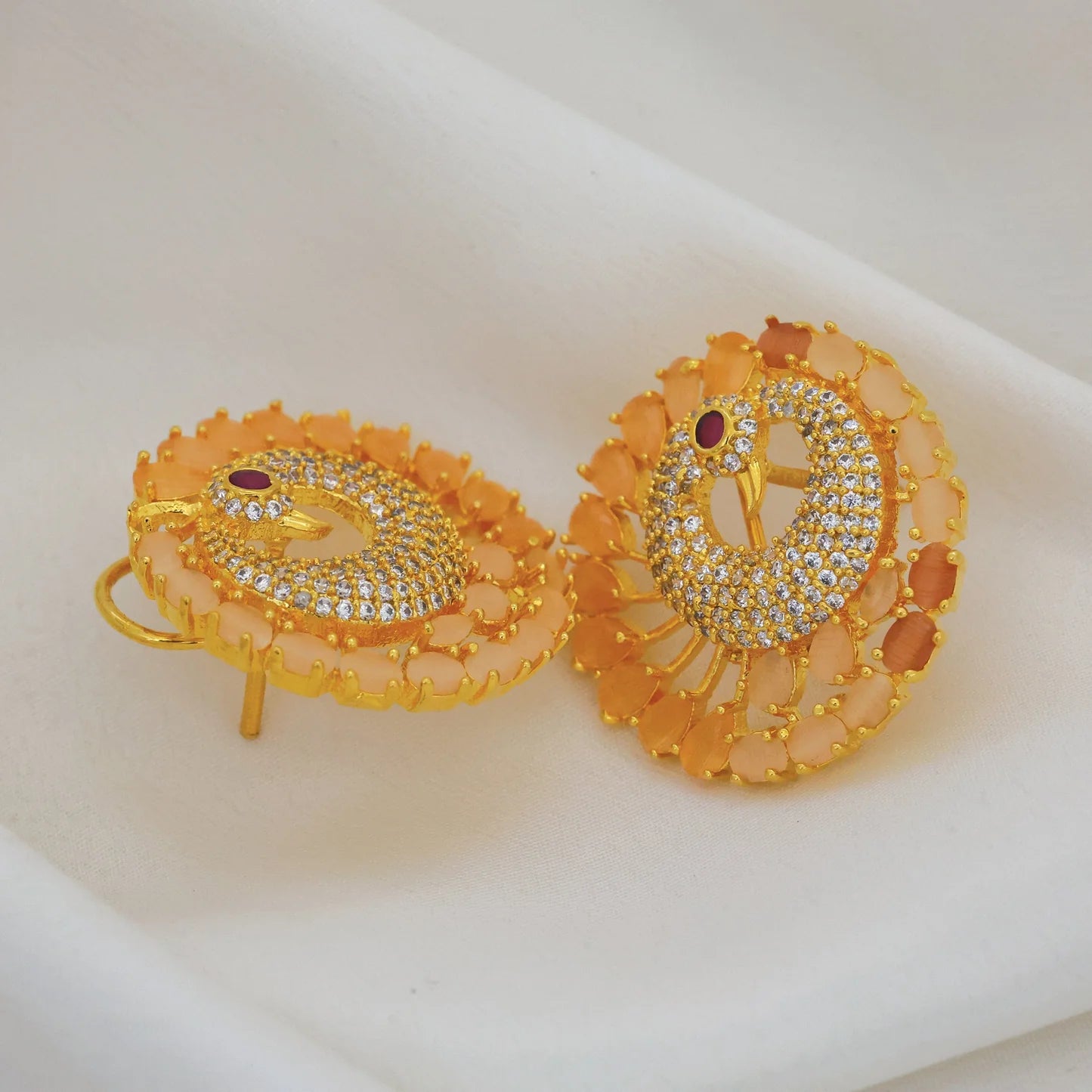 24kt Gold Plated Latest Peacock Design Earings - Handa Bangles