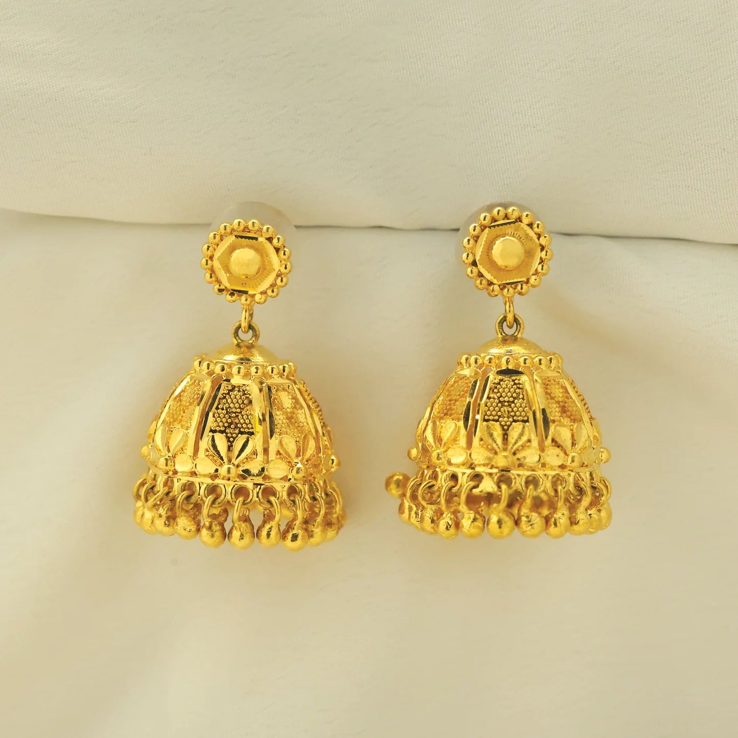 24kt Gold Plated Floral Design Choker Set With Jhumki - Handa Bangles