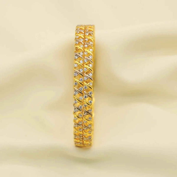 24kt Gold Plated Diamond Look Beautiful Ladies Bangles Set of 2pcs