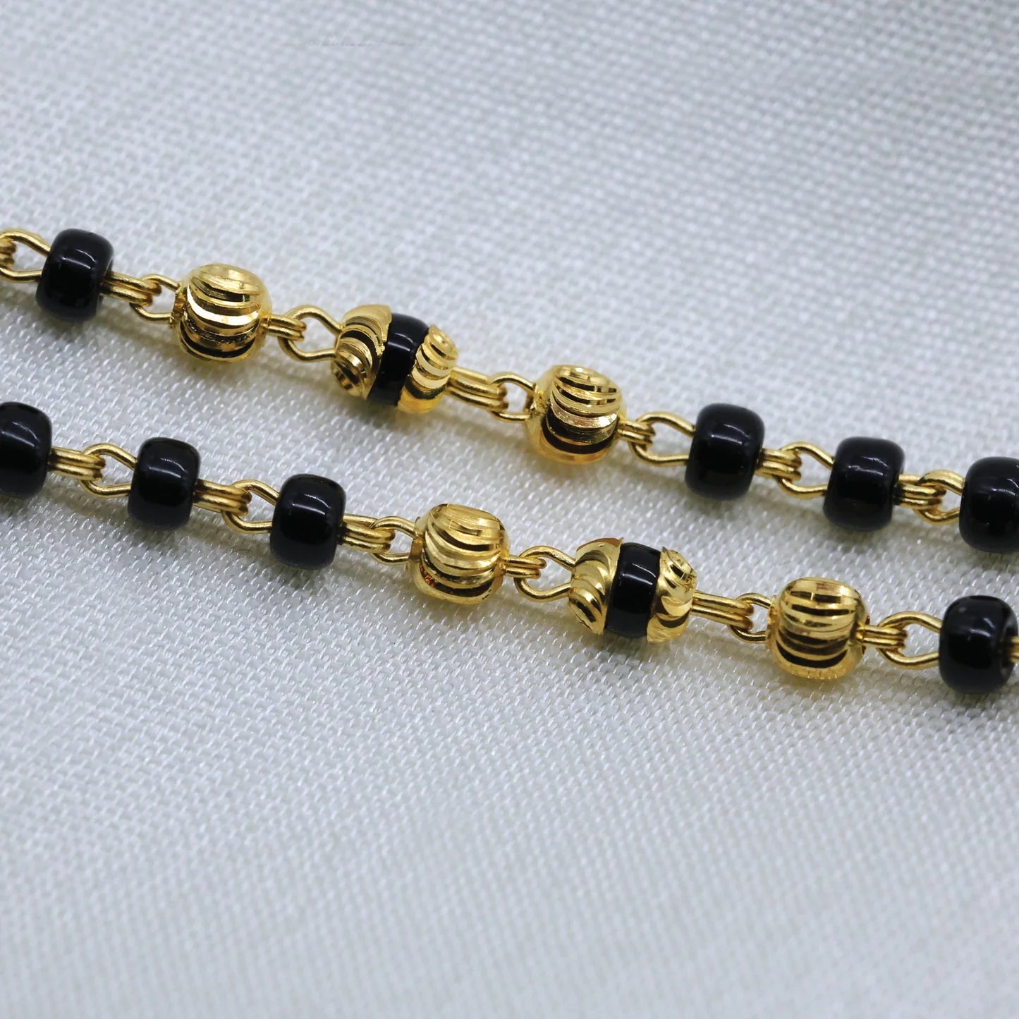 24Kt Gold Plated 3 Round Diamond Pendant Mangalsutra - Handa Bangles