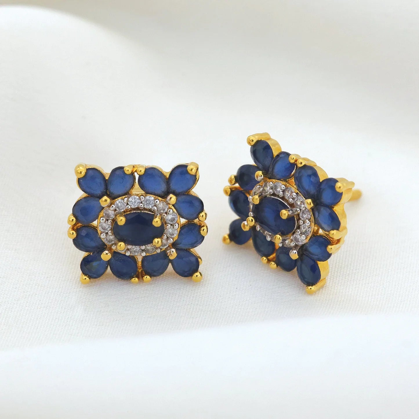 24kt Gold Plated Diamond Look Stud Earings - Handa Bangles