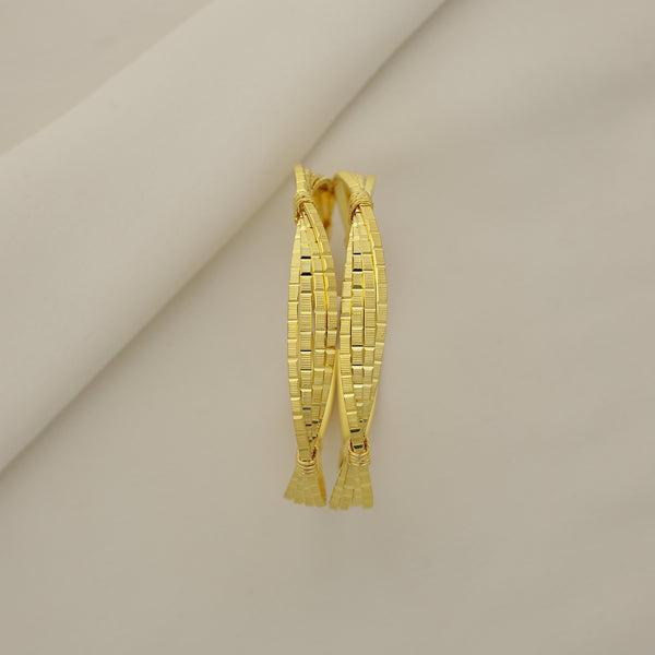 24Kt Gold Plated CNC Textured Slim Designer Bangles Set for Women (2 Pcs)