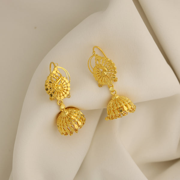24KT Gold Plated Elegant Golden Jhumka Earrings