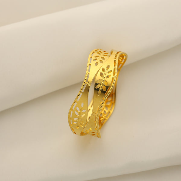 Elegant 24Kt Gold Plated CNC Bangles Set – 2 Pcs Ethnic Style