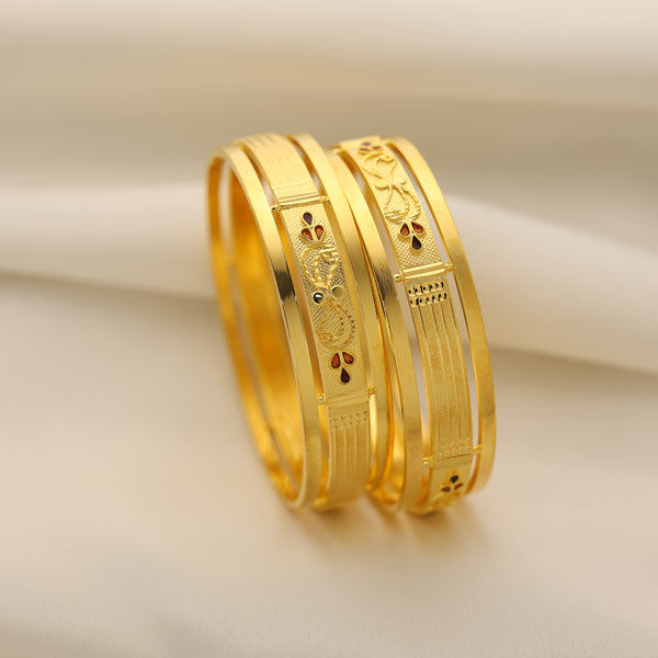 Golden 24Kt Gold Plated HM Bangles Set of 2 – Festive Collection