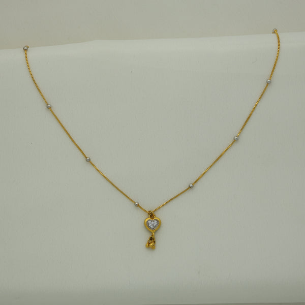 24Kt Gold Plated Golden Ladies Lightweight Heart Pendant Chain