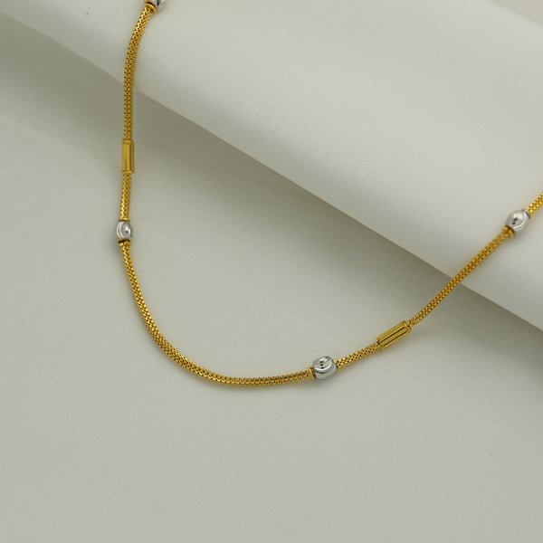 24Kt Gold Plated Golden & Silver Bead Ladies Chain