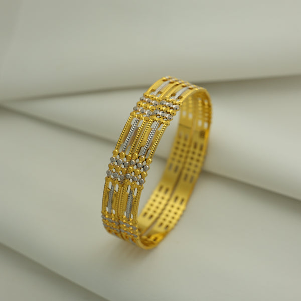 24Kt Gold Plated CNC Designer Bangles Set (2 Pcs) – Dual Tone Traditional Style