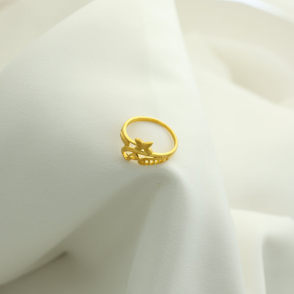 24Kt Gold Plated Butterfly & Cutwork Casting Ladies Ring – Elegant Minimal Design