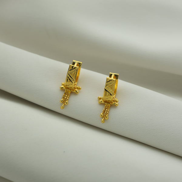 24Kt Gold Plated Textured Geometric Tassel Earrings for Women