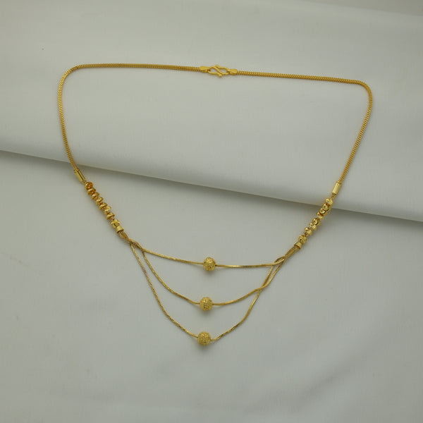 24Kt Gold Plated 3 Layer Bead Drop Ladies Chain Necklace