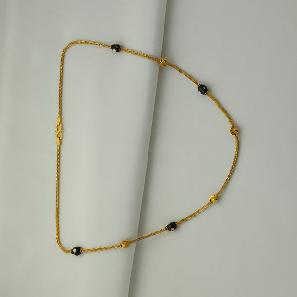 24Kt Gold Plated Black Bead Ladies Chain Necklace