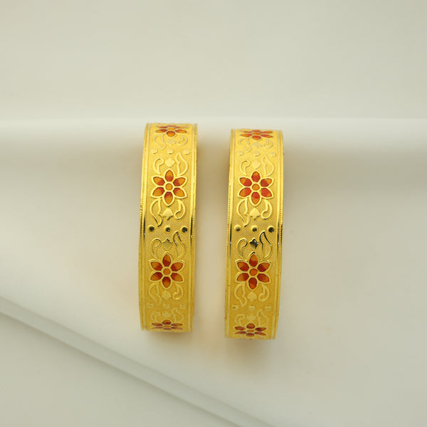 24Kt Gold Plated Floral HM Bangles Set (2 Pcs)