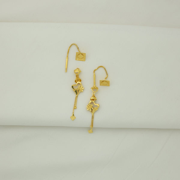 24Kt Gold Plated Designer Heart Chain Tassel Earrings for Women