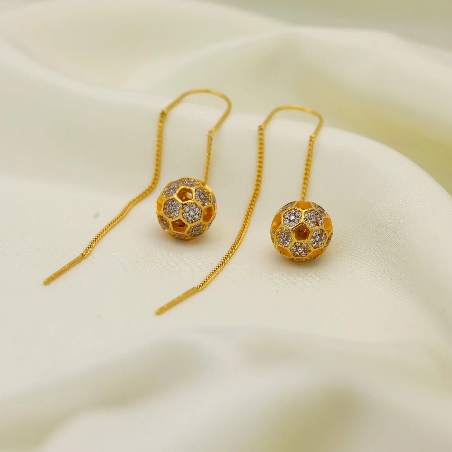 Sui dhaga earrings 24 karat gold plated - Handa Bangles