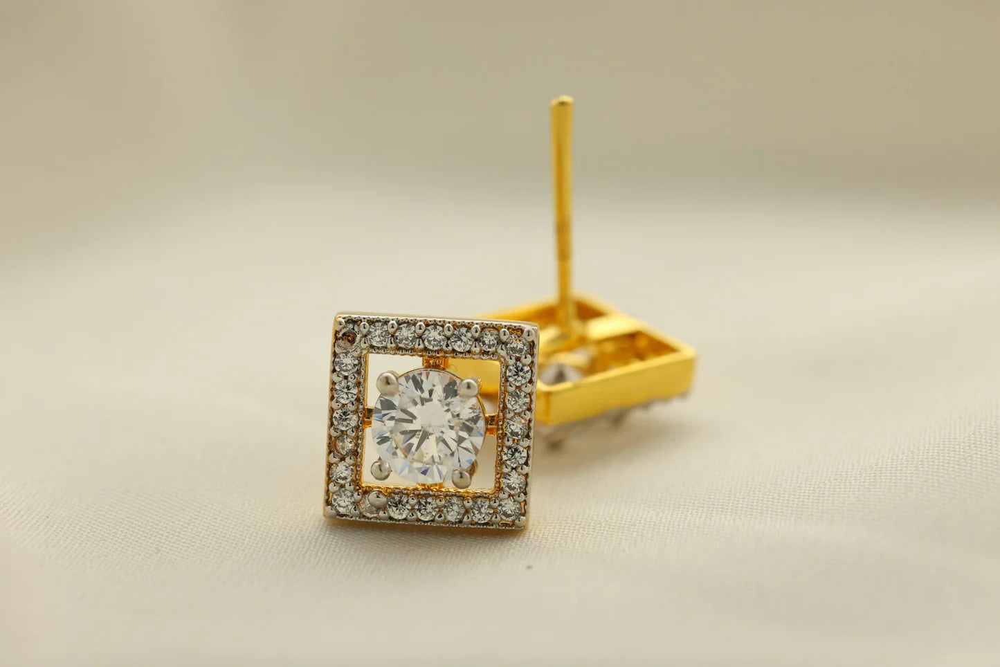 Square stud earrings 24 karat gold plated earrings - Handa Bangles