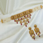 2450_3 24Kt Gold Plated Beautiful Antique Short Set With Kundan Work