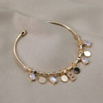 Gold Plated Alphabatic And Barel Crystal Bracelet