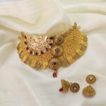 218139_24Kt Gold Plated Peacock Design Antique Chowker
