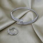 Silver Polish Nail Bangle Design Bracelet