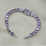 Silver Polish Round Crystal Bracelet