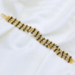 24Kt Gold Plated Three Line Black Rudraksh Traditional Design Gents Bracelet_1500N